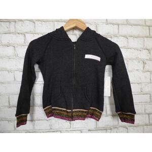 $74 Spiritual Gangster Namaste Patch Full Zip Girl's Gray Shimmer Hoodie 8 NEW